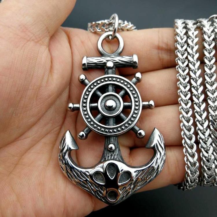 Kalung Pria Jangkar Kapal Bajak Laut Eropa dan Amerika