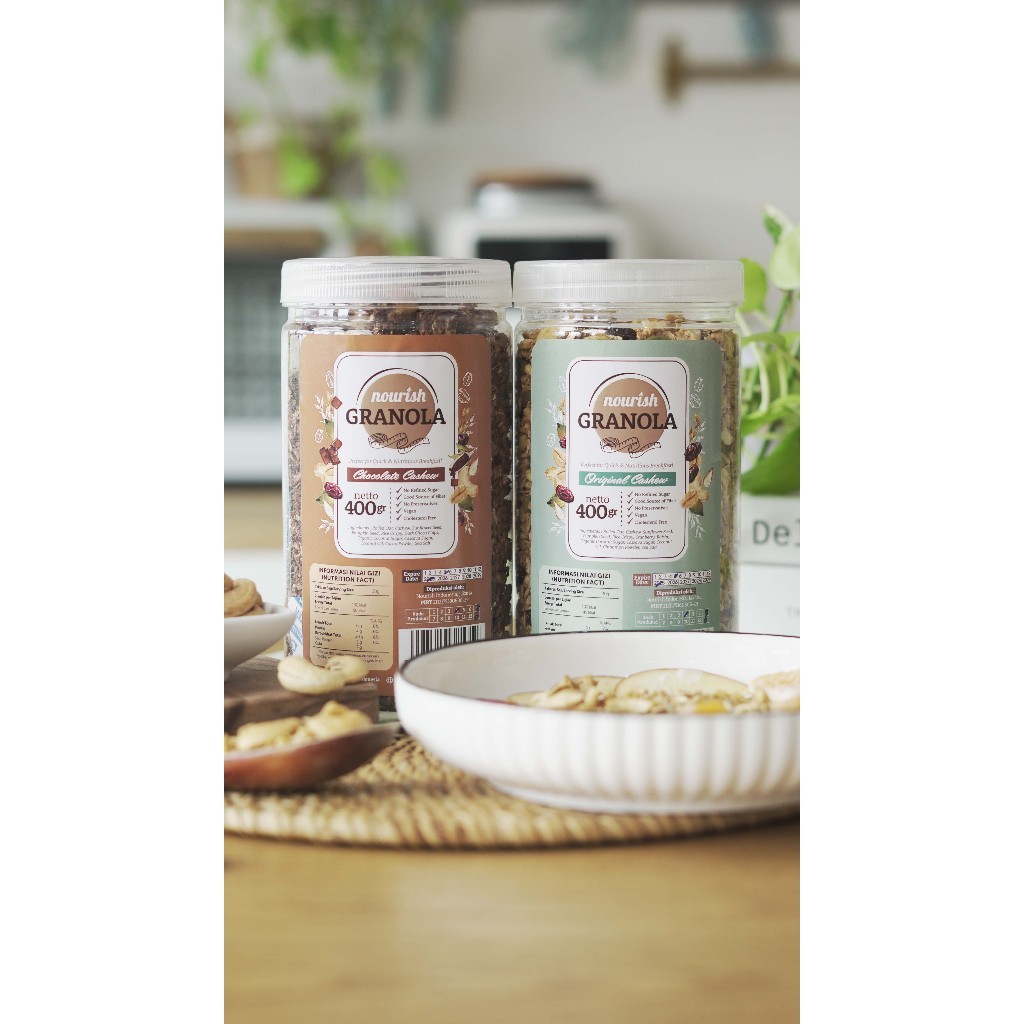 

Nourish Granola Chocolate Cashew - Kacang Mede (Bebas Kolesterol, Tinggi Serat, Vegan) 400gr