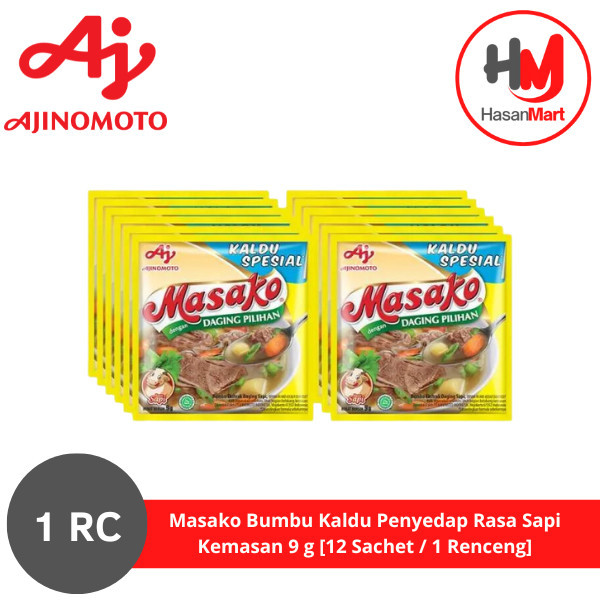 

Masako Bumbu Kaldu Penyedap Rasa Sapi Kemasan 9 g [12 Sachet / 1 Rence