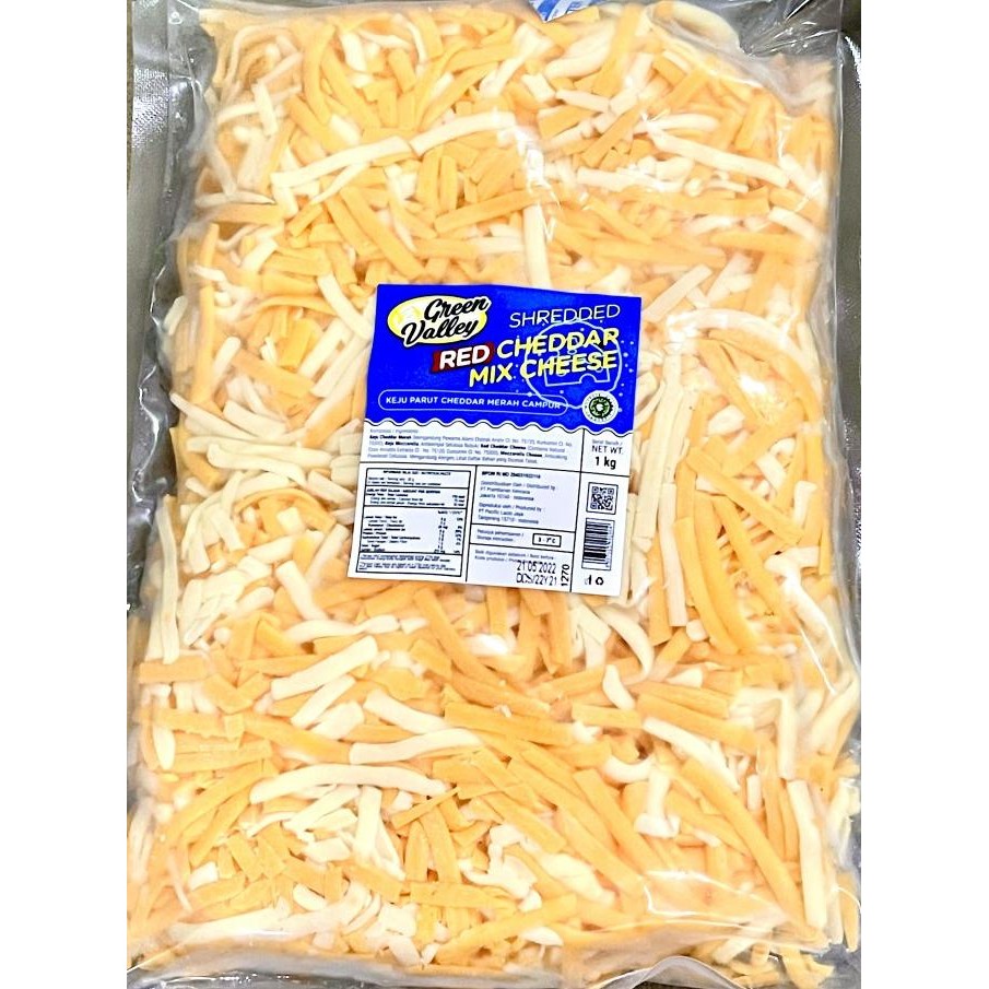 

GREEN VALLEY SHREDDED RED CHEDDAR MIX CHEESE ORIGINAL 1KG MOZZARELLA