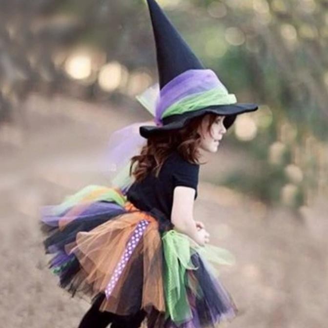 Witch Rainbow Tutu Skirt Rok Tutu Penyihir Kostum Halloween Pengiriman Cepat