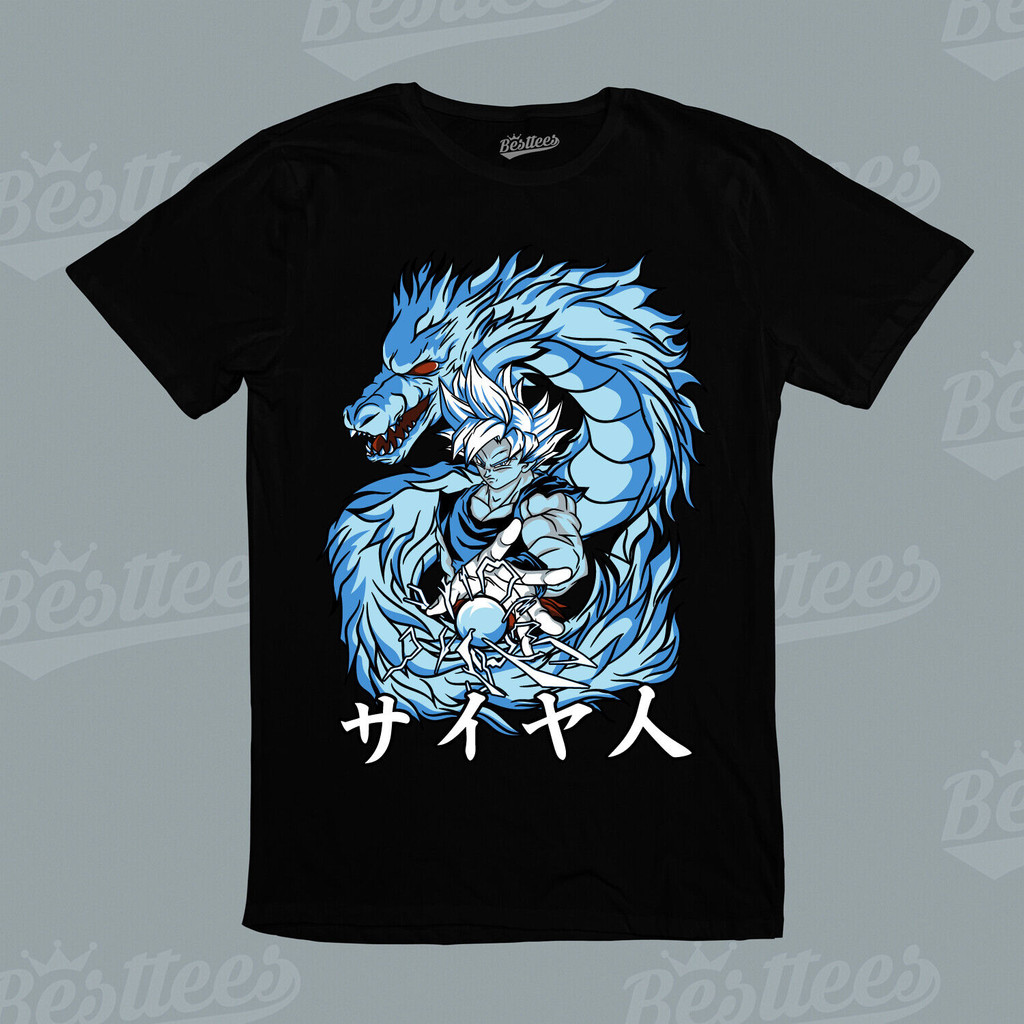 Pria Anime Jepang Satu Pahlawan Naga Biru Manga Kaos Populer