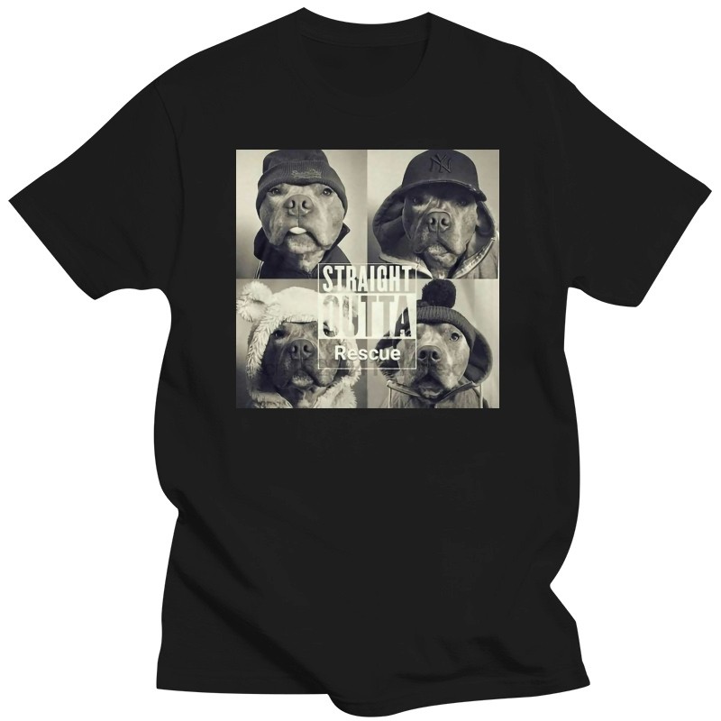Kaos Pria Straight Outta Rescue Pitbull1 Kaos Tshirt