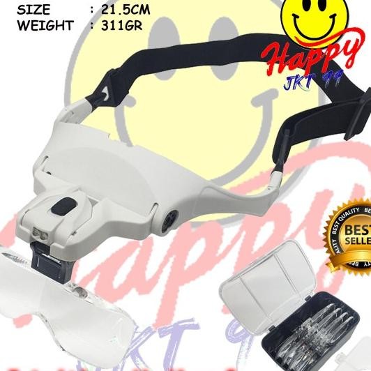 

Helm Kacamata Pembesar Reparasi Jam 5X Magnifier 2 Led 9892B2