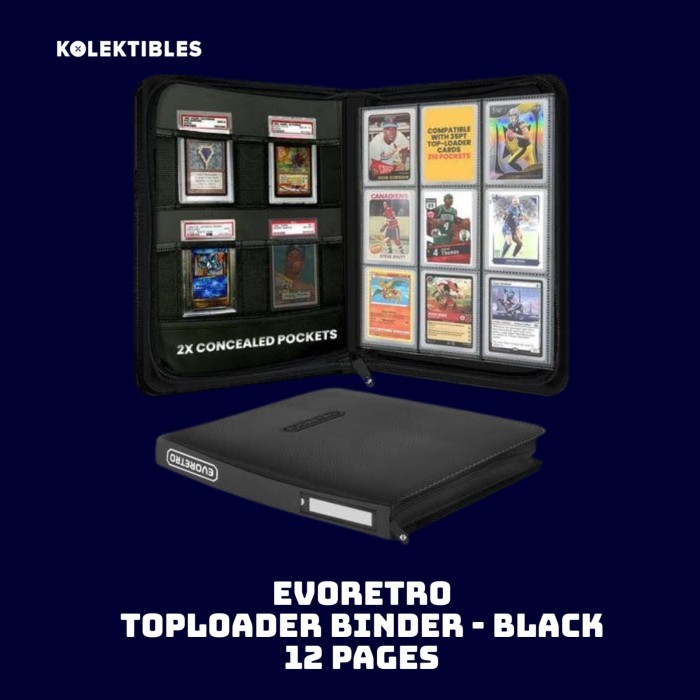 

Amberela Binder Besar Evoretro 12 Pages 3X3 Shield+ Toploader Binder Black