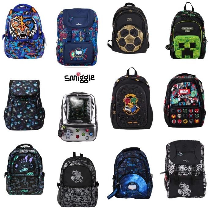 Smiggle Black Dinosaur Backpack Replica Tas Ransel Anak SD SMP Dino HF56