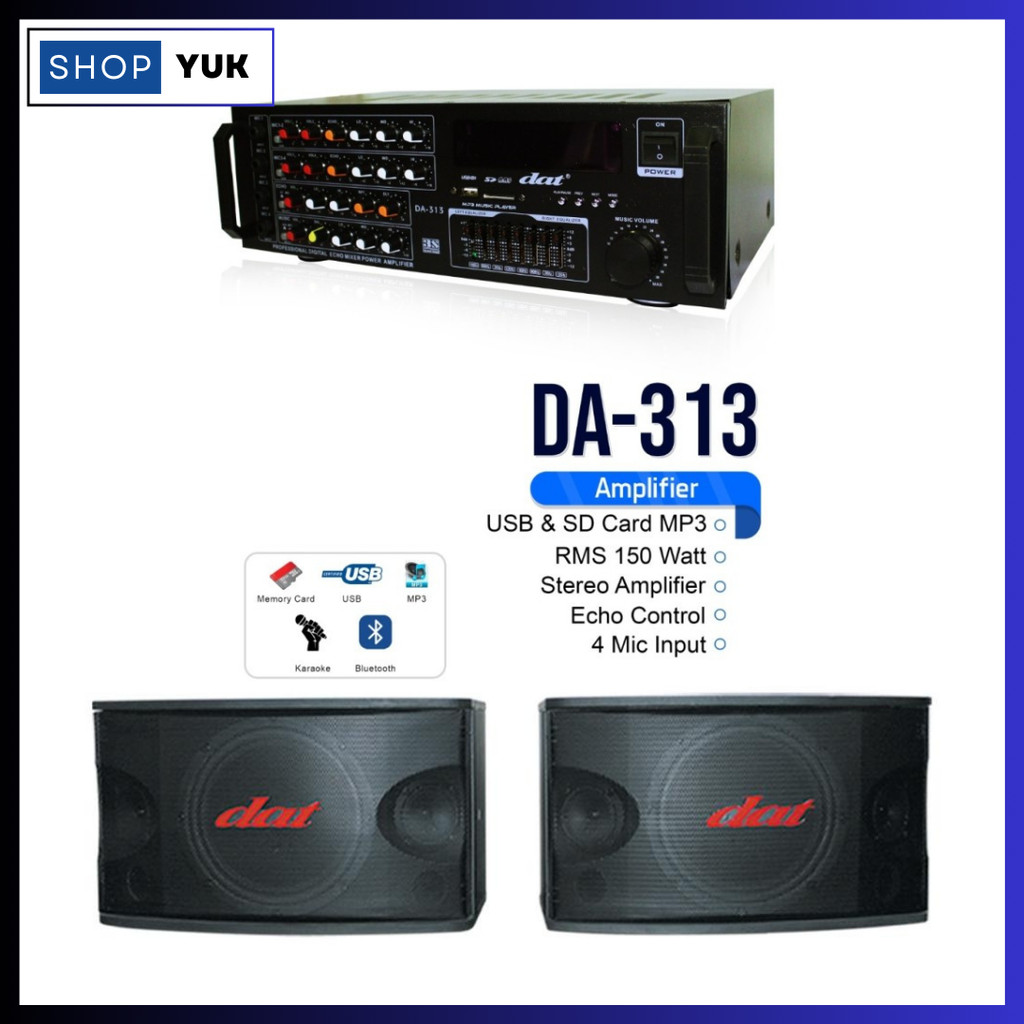 SHOPYUK SPEAKER KARAOKE DAT DA 4500, AMPLI AMPLIFIER DAT DA313,