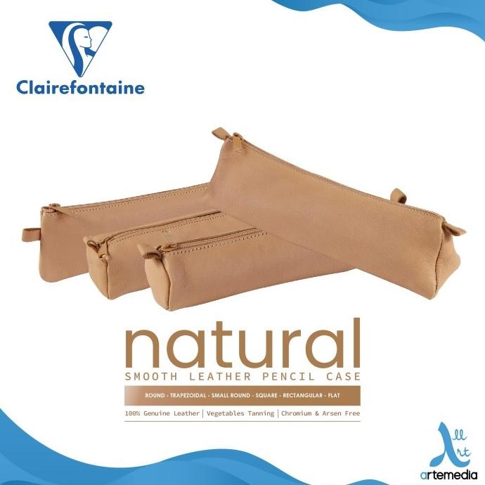 

TERMURAH - Tempat Pensil Clairefontaine Natural Real Smooth Leather Pencil Case