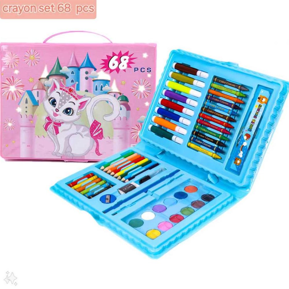 

IQR-914 set alat gambar crayon set 68 pcs pensil warna cat air anak Premium