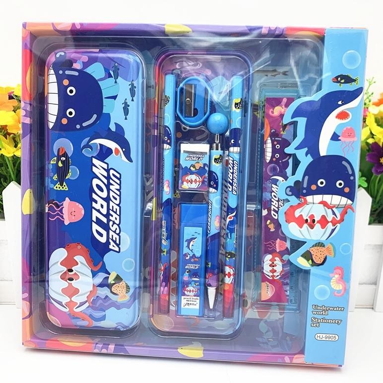 

se-7 Kotak Pensil Anak Set 7In1 Stationery Untuk Hadiah Anak Sekolah / Kotak Pensil Karakter Murah Stationery Set 8in1 / Alat Tulis Set Tepak Pensil Original