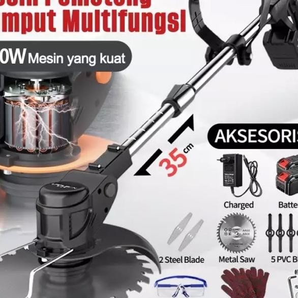 Mesin Potong Rumput  Baterai 48V/24V Mesin Pemotong Rumput - 48V Hitam