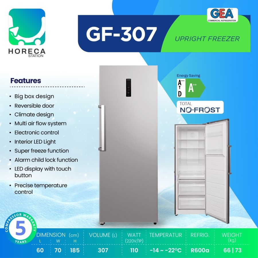 GEA Upright Freezer Kulkas Pembeku GF-307 / GF 307 / GF307