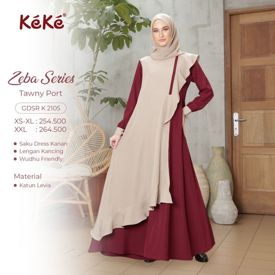 KEKE | DRESS GAMIS MUSLIMAH GDSR K 2105 TAWNY PORT D40P