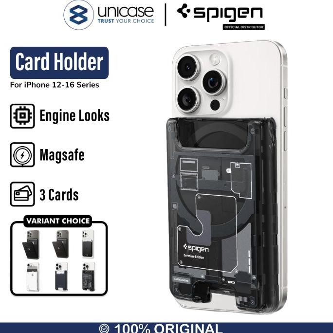 

Card Holder Stand Magnetic iPhone 16 15 14 13 12 Spigen Zero One Magsafe Dompet Wallet Kartu Kulit