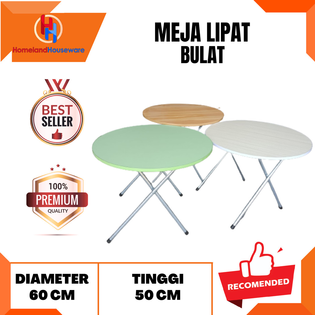 SIAP KIRIM-READY MADIUN/MEJA KAYU BULAT KAKI BESI/MEJA LIPAT BULAT KECIL/MEJA KECIL BULAT TINGGI 50 