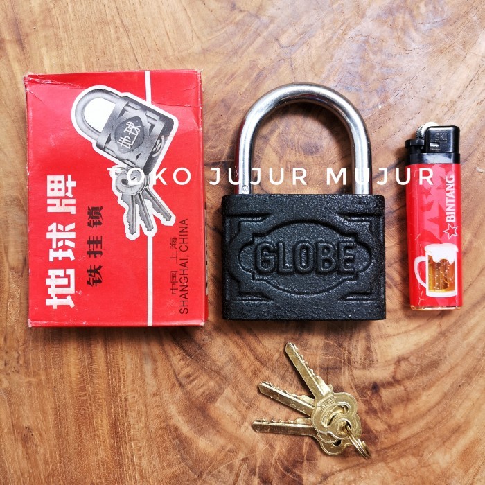 

Terlaris Gembok Hitam Legendaris GLOBE ukuran 75 Made in China, 3anak kunci SALE