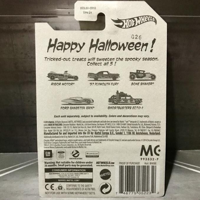 DFR Hot Wheels Bone Shaker Happy Halloween Exclusive Series TERLARIS