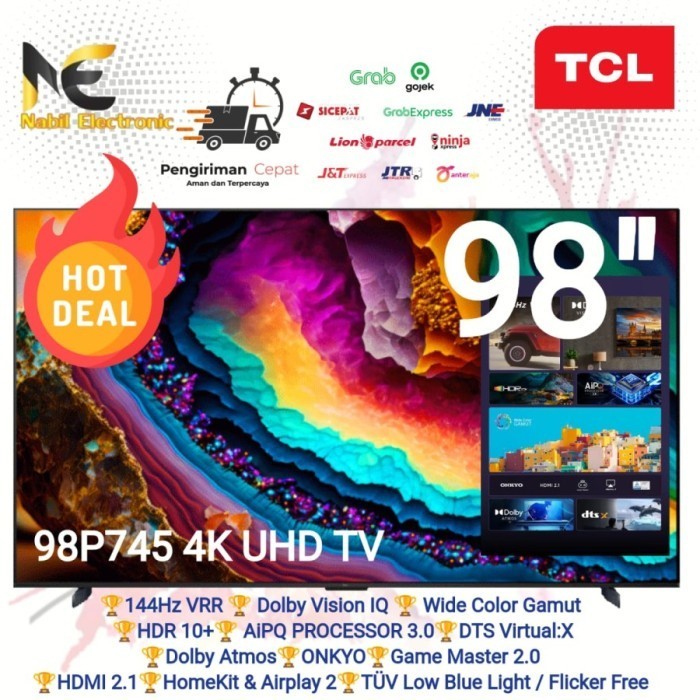 TCL 98P745 SMART GOOGLE TV 98 INCH UHD 4K HDR