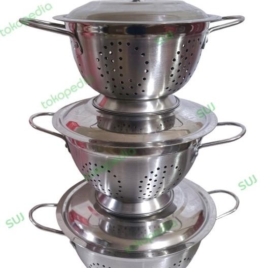 Sangku Nasi / Bakul Nasi / Wadah Saji Nasi Stainless Steel + Tutup