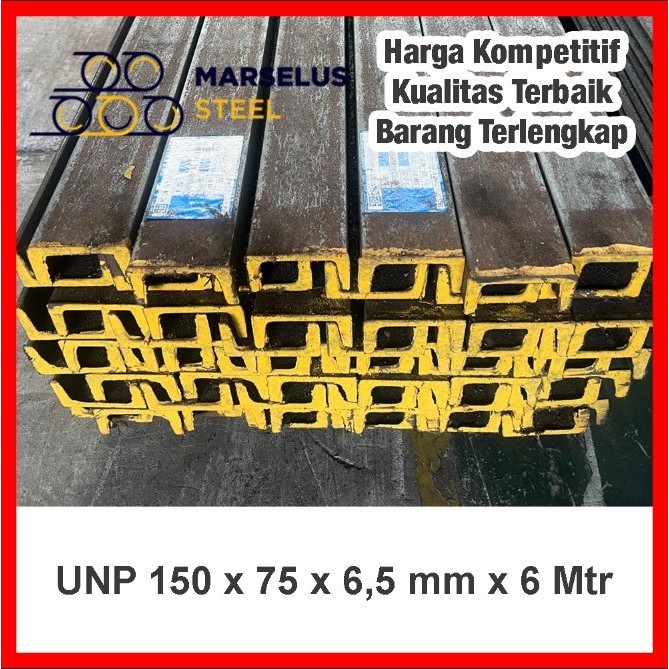 UNP 150 - Besi Kanal U / UNP channel / 150 x 75 x 5mm - 6meter