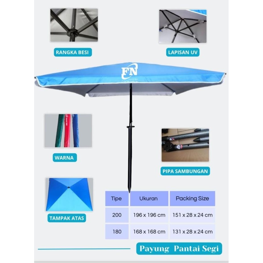 SEGI UV 200cm PAYUNG PANTAI SEGI POLOS anti UV 200CM/ Payung Cafe / Payung Tenda SEGI Polos anti UV 