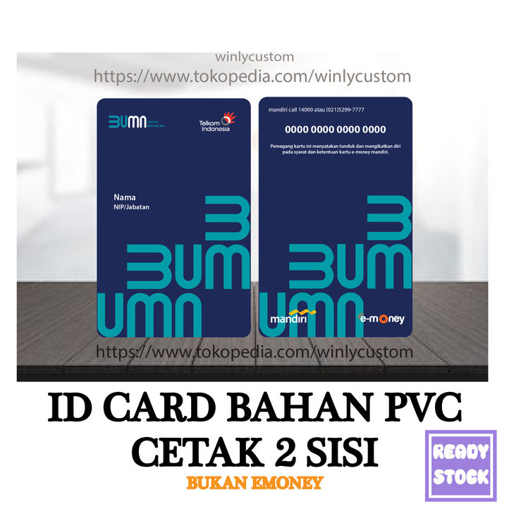 

Terlaris CUSTOM KARTU PVC DESIGN ID CARD TELKOM BUMN TERBARU BAHAN PVC - 2 SISI SALE