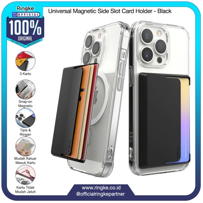 

Terlaris Ringke Magnetic Card Holder Side Slot Black Anti Crack tempat kartu SALE