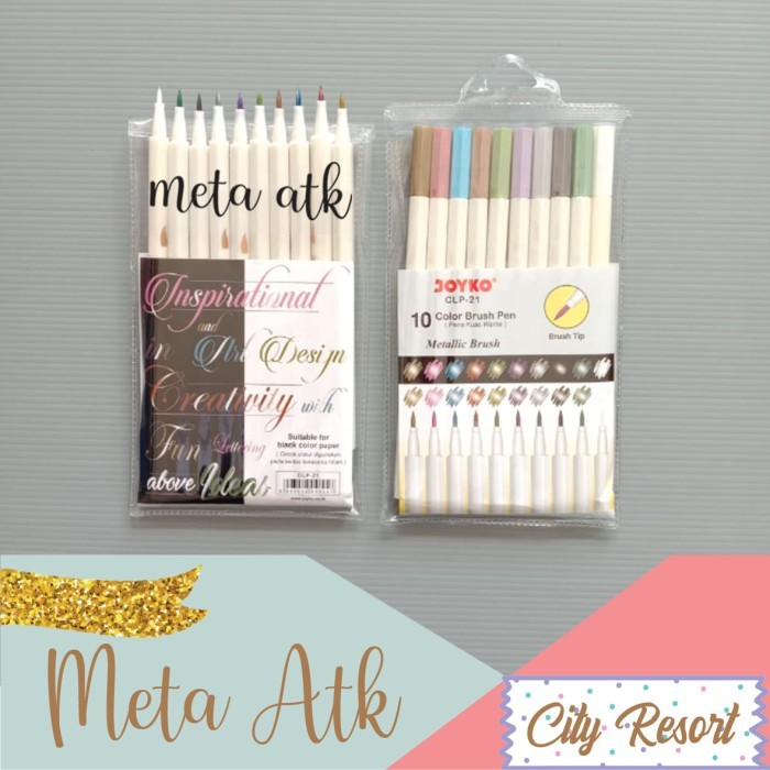 

Terlaris Metalic Brush Pen CLP-21 Joyko 10 Warna SALE
