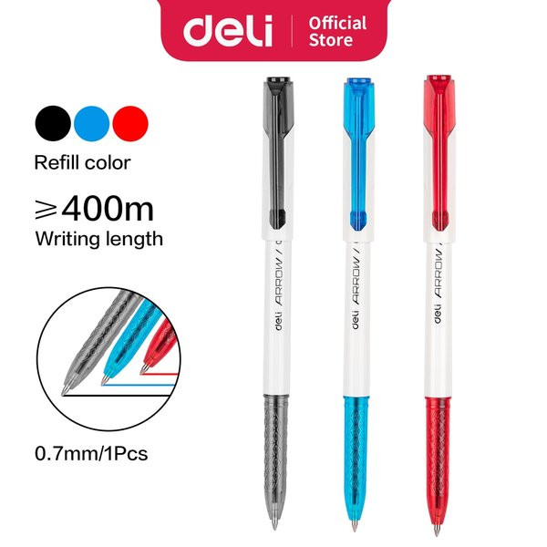 

Deli Ballpoint Pen / Bolpoin Pulpen 0.7mm Tinta Hitam Biru Merah Isi 1 pcs Penulisan Halus EQ23