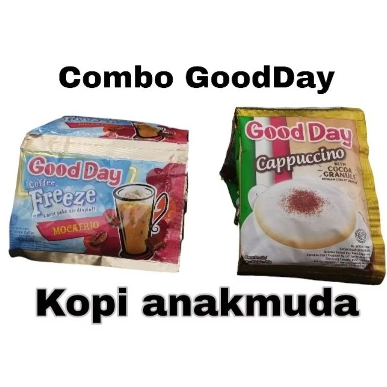 

Paket Combo Kopi Good Day Freeze 10bungkus + GoodDay Cappuccino 10bungkus [Renceng]