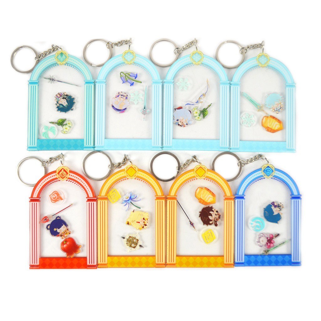 Anime Genshin Impact Zhongli Keqing Klee Venti Encer Mata Tuhan Gantungan Kunci Lucu Shake Fighter L