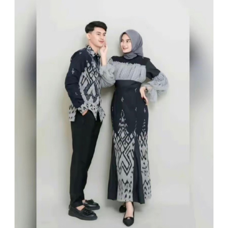 Covel Batik Baju Kopel Pasangan Trendi Couple Familly Modern Ibu Ayah Anak Gamis Dan Hem Pria Wanita
