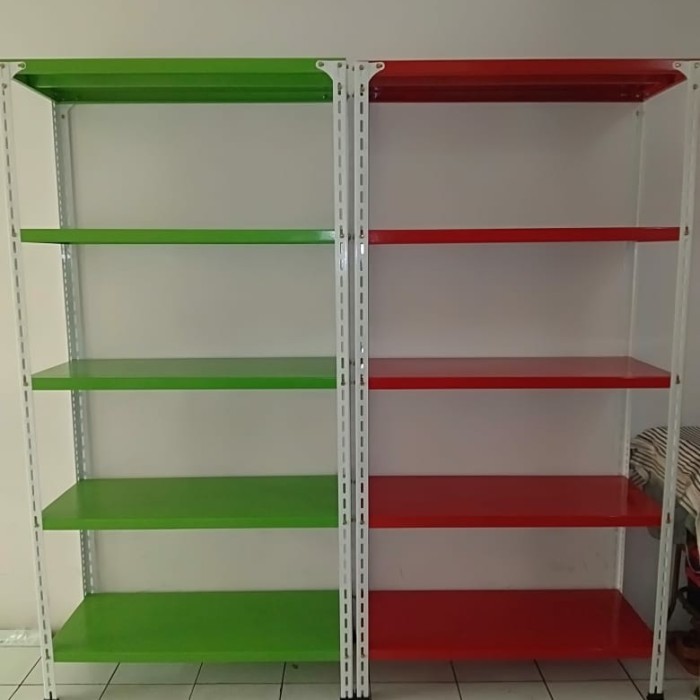 Rak Besi Siku Lubang 1M X 30 X 2M+Kaki Karet Bebas Ongkir