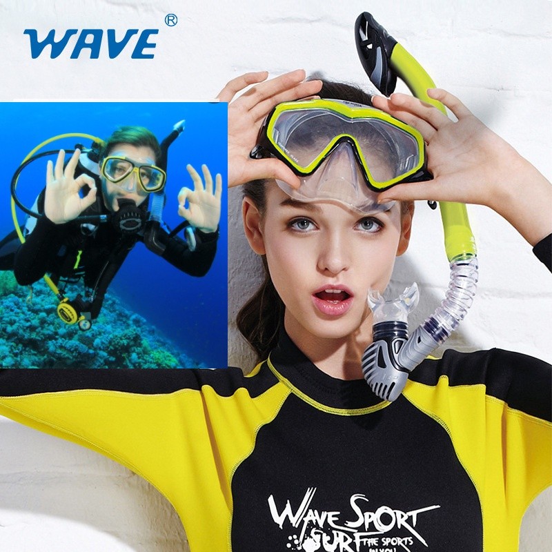 Masker GELOMBANG + Set Snorkel Airent Set Snorkeling yang Mudah Disesuaikan untuk Dewasa (Satu Ukura