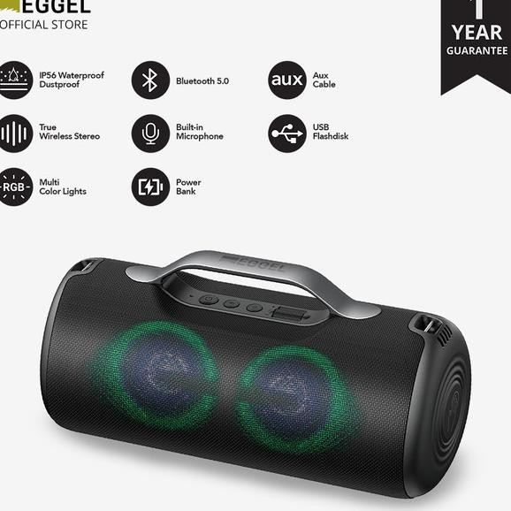 Eggel Elite Xl 2S Waterproof Portable Bluetooth Speaker With Rgb Light