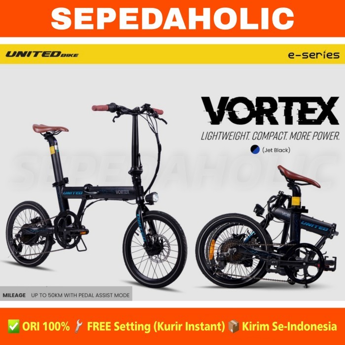 Sepeda Lipat E Bike UNITED VORTEX Electric Listrik 16 Inch