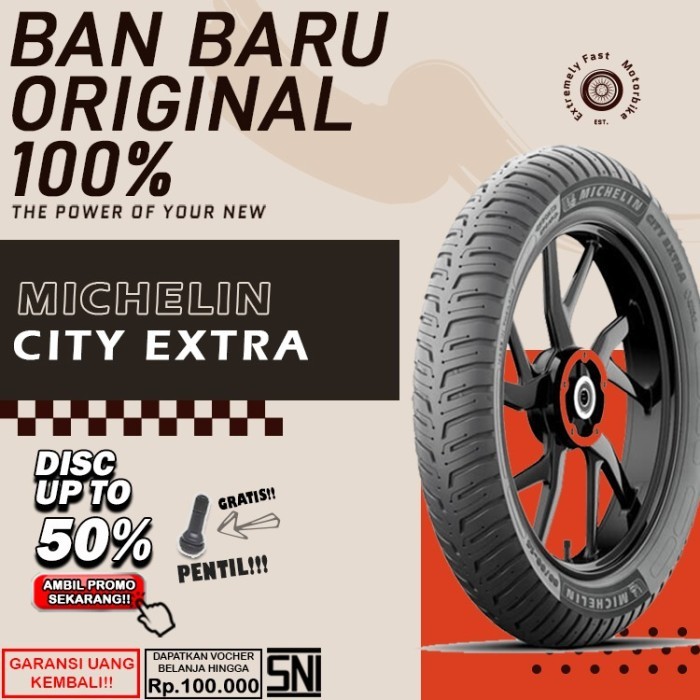 ban motor Tubless michelin city extra ring 12 Ban motor vespa fazzio Tubles Depan Belakang ring 12