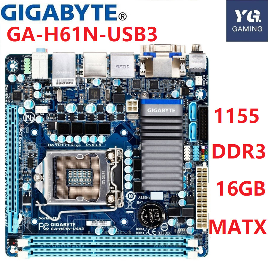Mini-ITX ITX Gigabyte GA-H61N-USB3 H61 LGA 1155 DDR3 16GB Digunakan Dewan Desktop Dewan Desktop sepe
