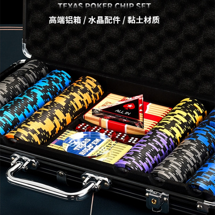 500 Buah Set Chip Tanah Liat/Chip Poker Premium/Chip Mahjong/Chip Kasino/Matras Texas Hold/Kotak Koi