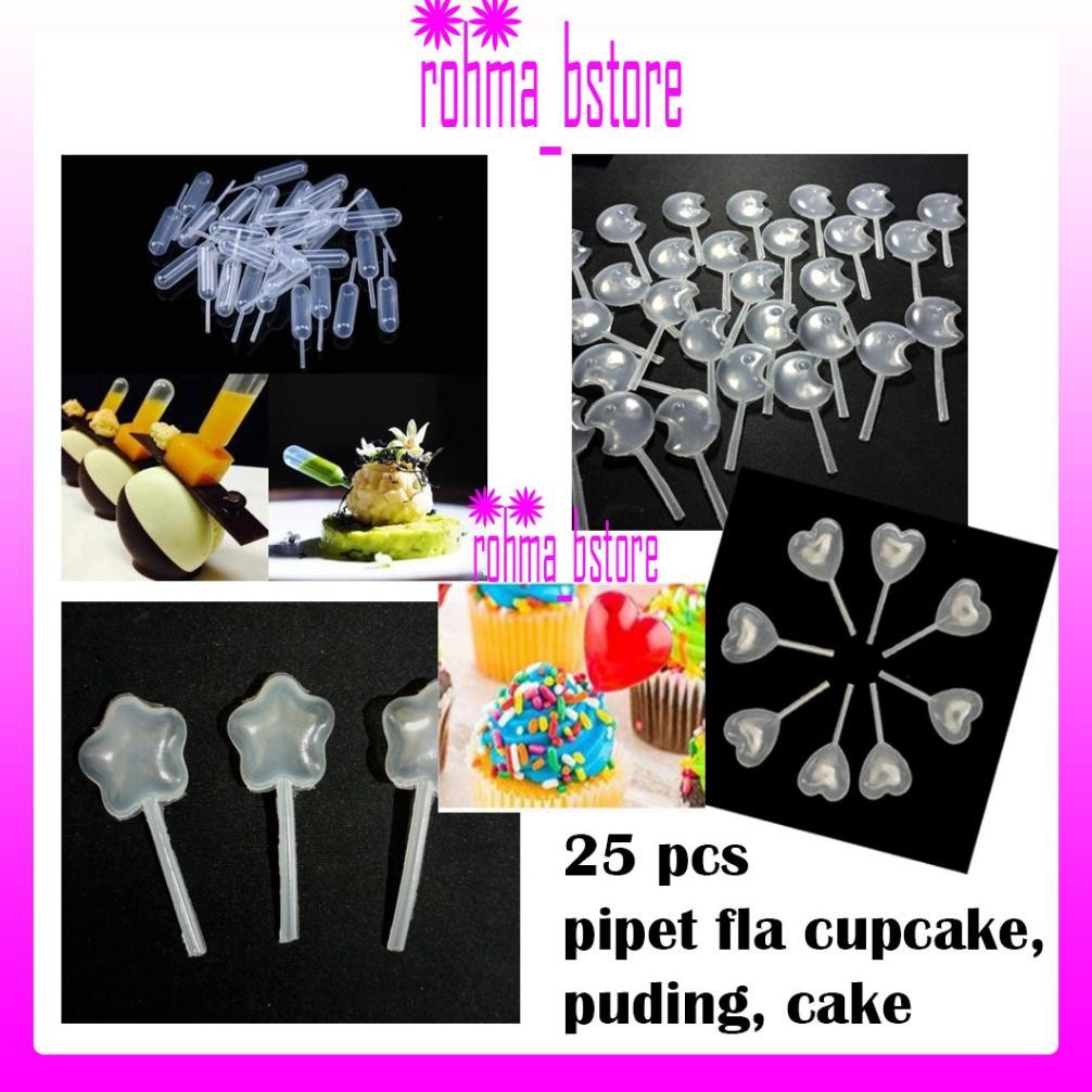 Lij-56 Murah 25 Pcs Pipet Fla Cupcake 4Ml - Pipet Fla Kue - Infusser Kue - Dekorasi Kue - Pipet Tete