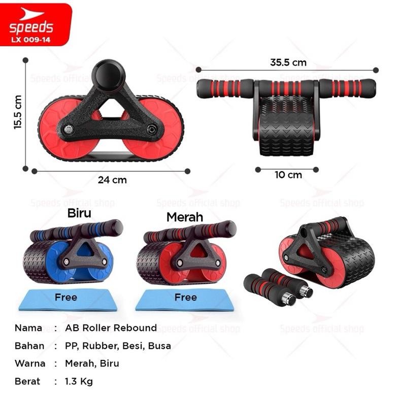 rf-45 SPEEDS Ab Roller / Double Wheel Ab Wheel Alat Latihan Otot Perut Abdonimal Roller Alat Fitness