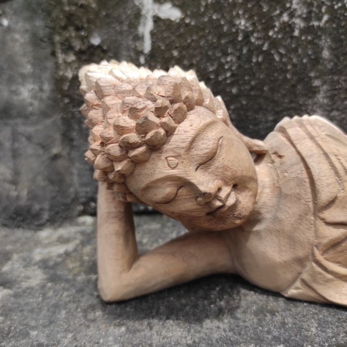 Sani - Patung Buddha Tidur 30 Cm Kayu Patung Buddha Kayu Patung Budha Kayu