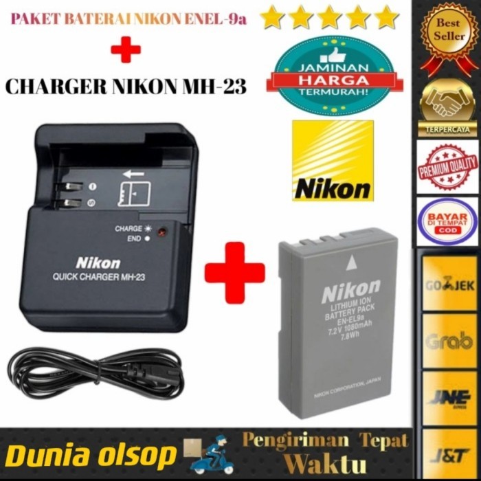 TERBARU Paket Charger Baterai batre Camera nikon D40 D40X D60 D3000 D5000