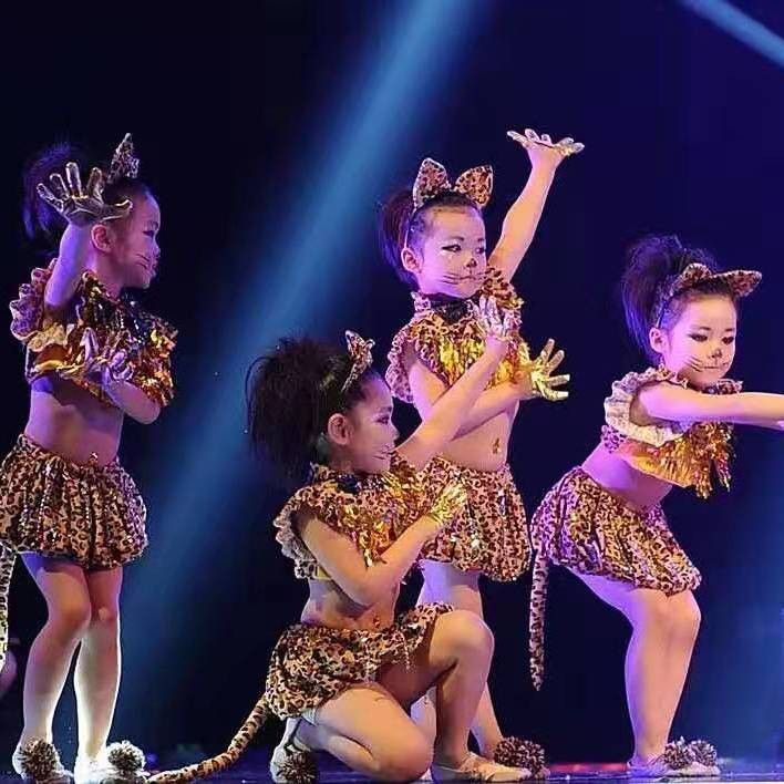 Kostum Anak-anak Kucing Persia Pakaian Panggung Kucing Gaun Menari Harimau Kucing