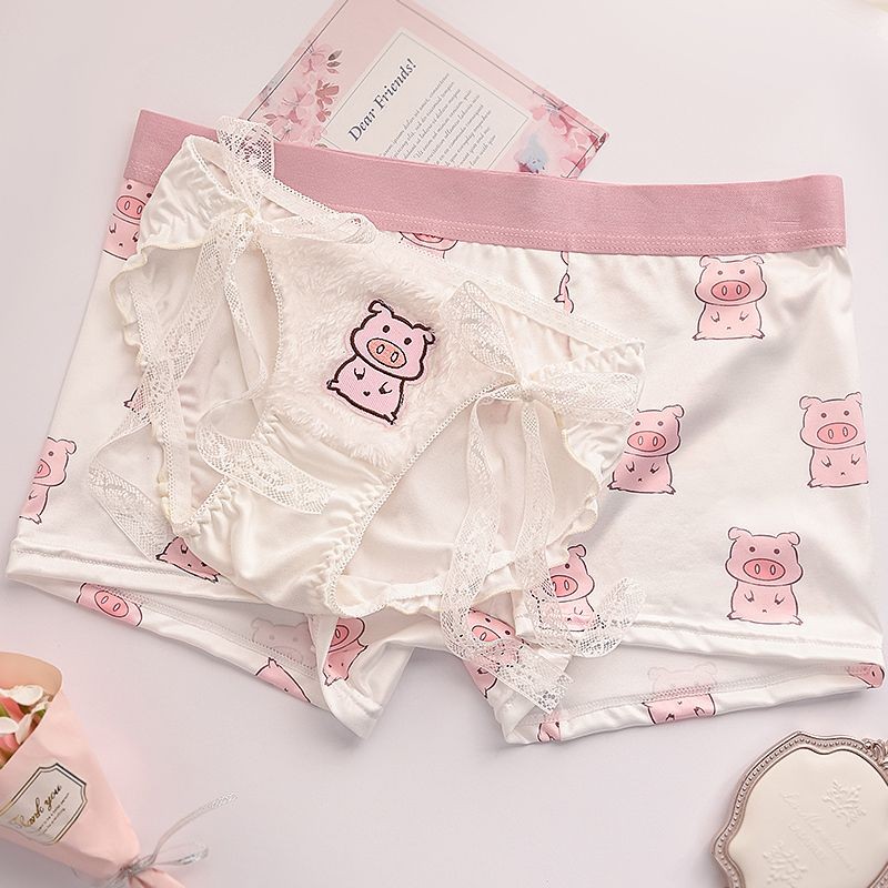 

Couple Underwear Pure Desire Style New Cute Pig Milk Silk Lace Plush Girl