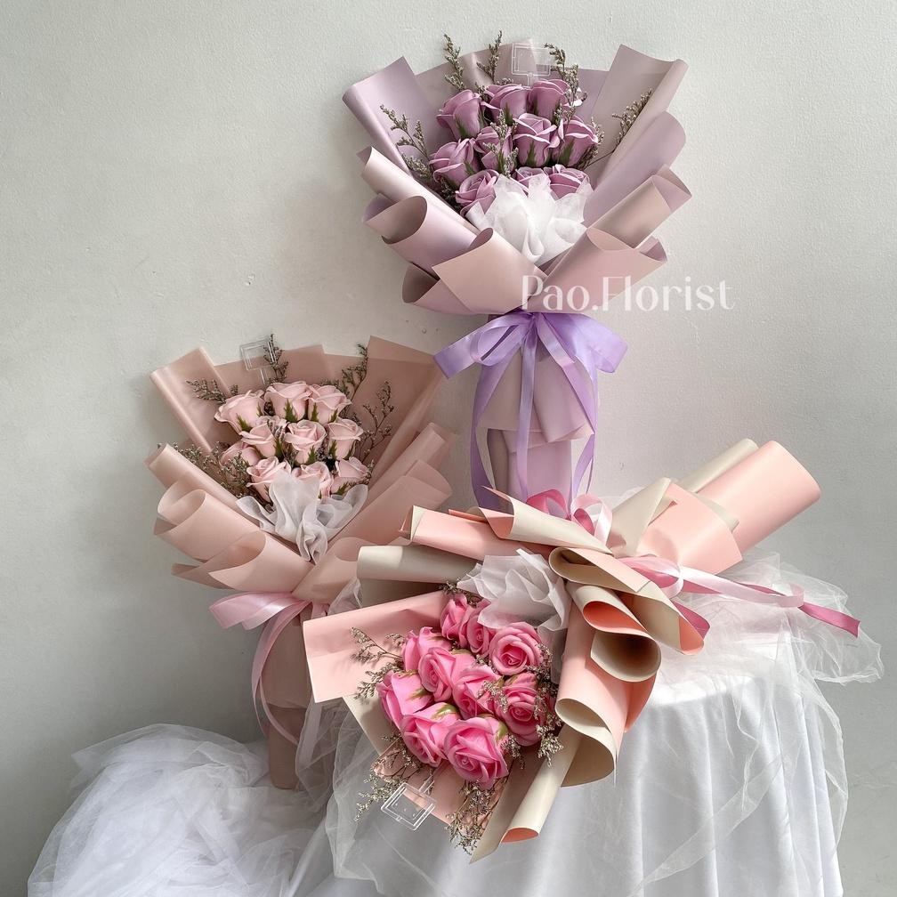 VIRAL PAO FLORIST 10 Tangkai Bunga Sabun Buket Bunga Sabun / Soap Flower Roses / Bouquet Wisuda / Ma