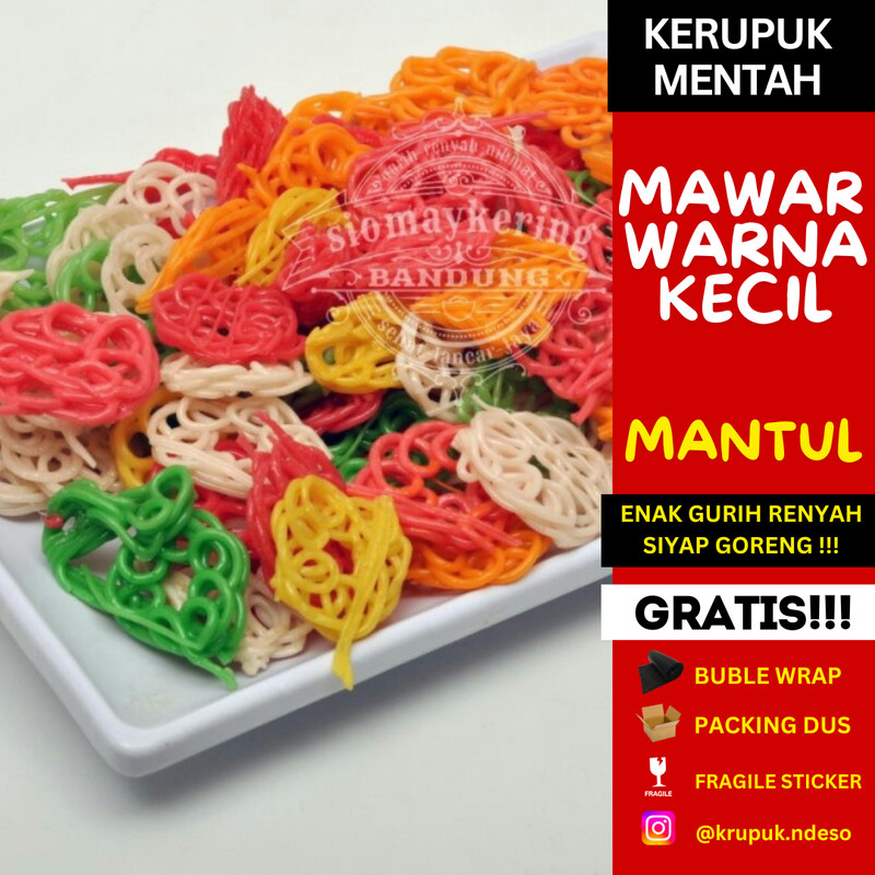 

Kerupuk Krupuk Indosari Kepang warna / Mawar Warna 1 kg - KEPNUS / MNUS / KNUS/MPNUS