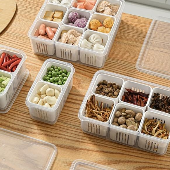 Kotak Sekat Saringan Yimpan Makanan Kulkas Freezer Food Storage Container Plastik Pp5 Food Grade Ber