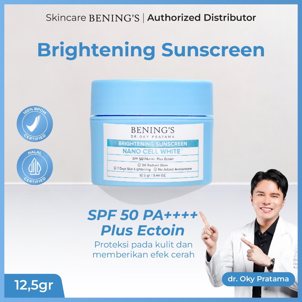 Benings Sunscreen BRIGHTENING SPF50 PA++++ Dr Oky Pratama - Nano Cell White Original - BPOM HALAL, W