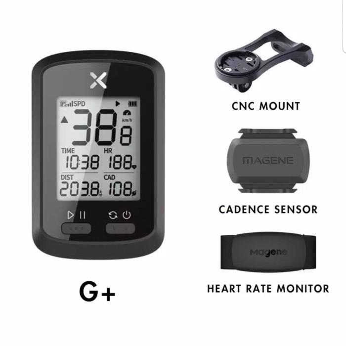 TERLARIS SPEEDOMETER SEPEDA GPS XOSS G+ PAKET KOMPLIT CADENCE HEART RATE BARFLY